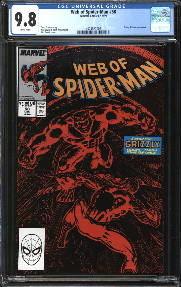 Web Of Spider-Man (1985) # 58 CGC 9.8 NM/MT