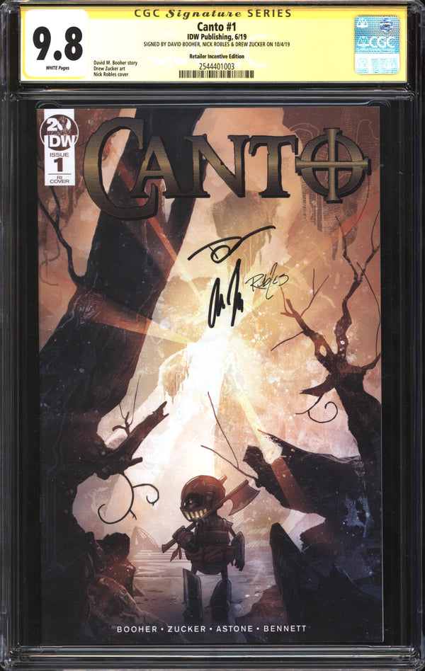Canto (2019) #1 Retailer Incentive Edition CGC Signature Series 9.8 NM/MT Signed David Booher, Nick Robles & Drew Zucker