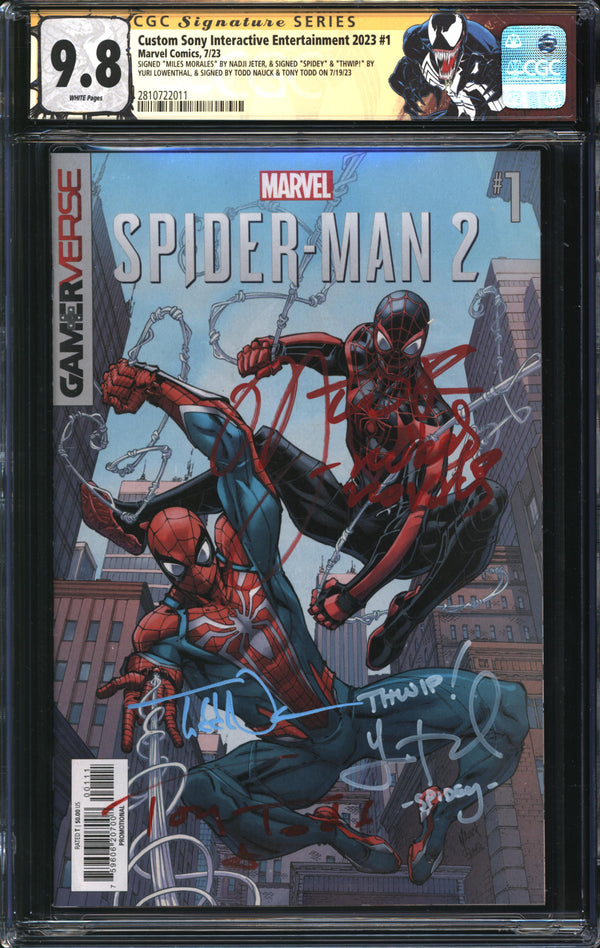 Custom Sony Interactive Entertainment (Spider-Man 2) (2023) #1 CGC Signature Series 9.8 NM/MT Signed Nadji Jeter, Yuri Lowenthal, Todd Nauck & Tony Todd