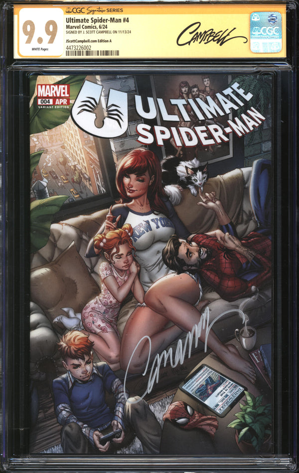 Ultimate Spider-Man (2024) #4 JScottCampbell.com Edition A CGC Signature Series 9.9 MINT Signed J. Scott Campbell