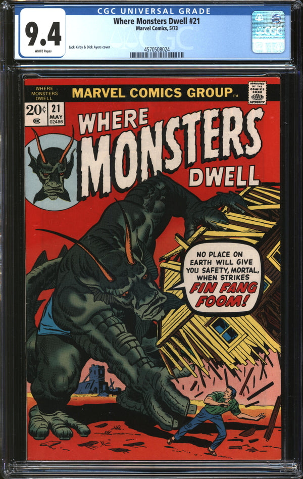 Where Monsters Dwell (1970) #21 CGC 9.4 NM