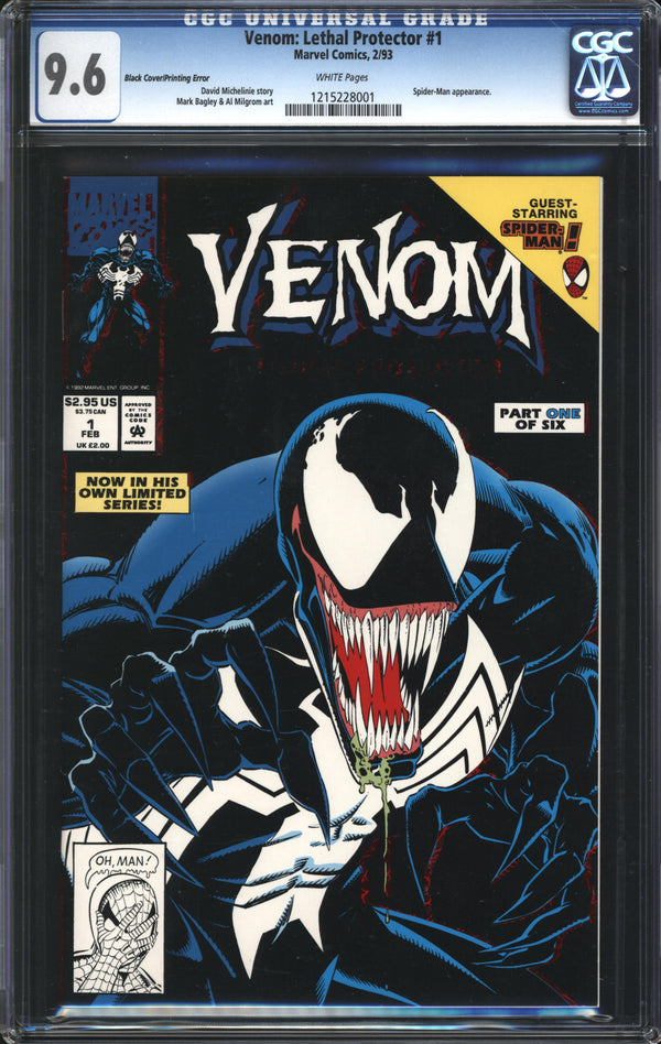 Venom: Lethal Protector (1992) #1 Black Cover Printing Error CGC 9.6 NM+