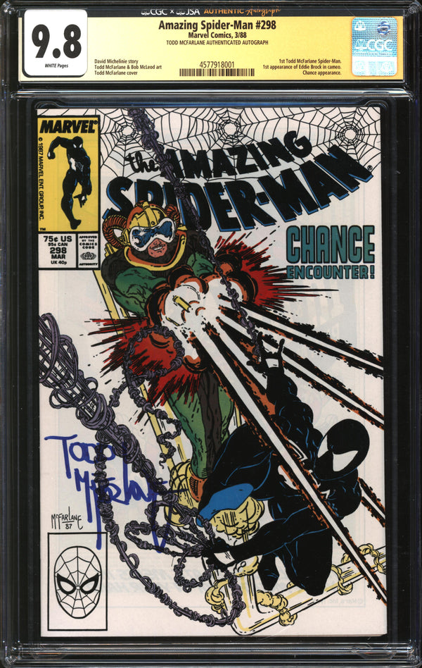 Amazing Spider-Man (1963) #298 CGC x JSA Signature Series 9.8 NM/MT Signed Todd McFarlane