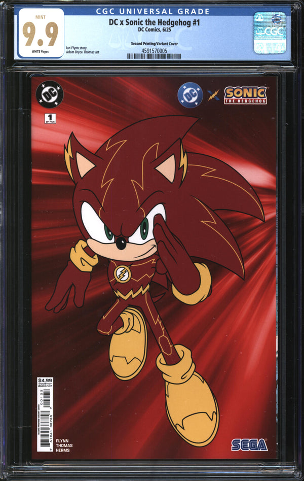 DC X Sonic The Hedgehog (2025) #1 Second Printing Variant Cover CGC 9.9 MINT