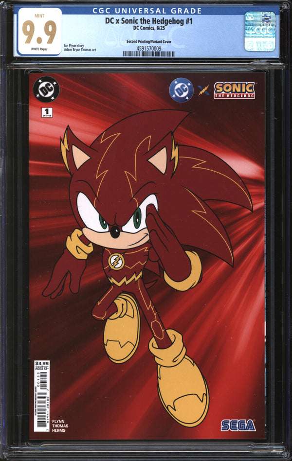 DC X Sonic The Hedgehog (2025) #1 Second Printing Variant Cover CGC 9.9 MINT