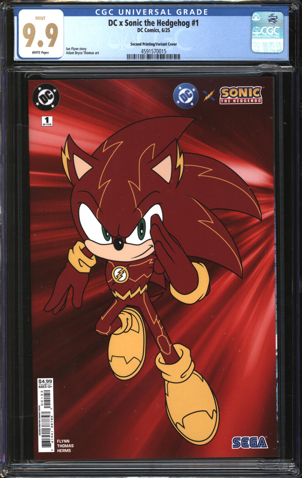 DC X Sonic The Hedgehog (2025) #1 Second Printing Variant Cover CGC 9.9 MINT