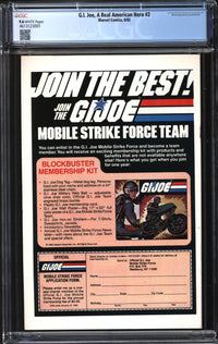 G.I. Joe, A Real American Hero (1982) #  2 CGC 9.6 NM+