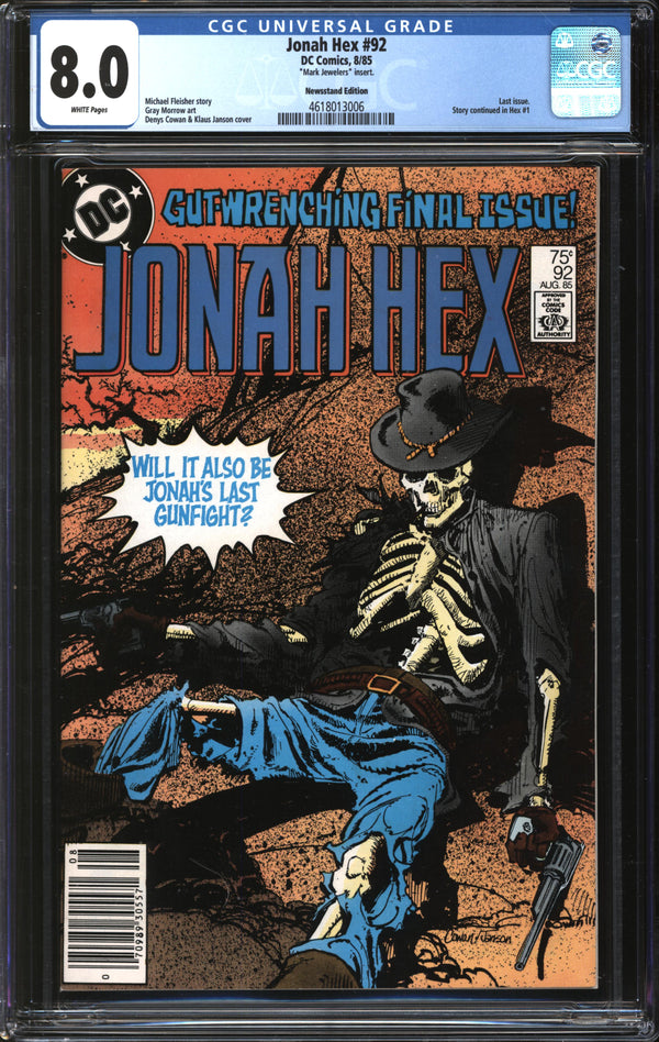Jonah Hex (1977) #92 Newsstand Edition/Mark Jewelers Insert CGC 8.0 VF
