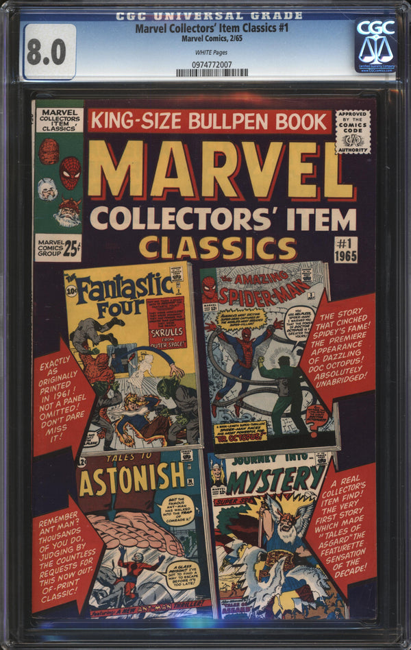 Marvel Collectors' Item Classics (1965) # 1 CGC 8.0 VF