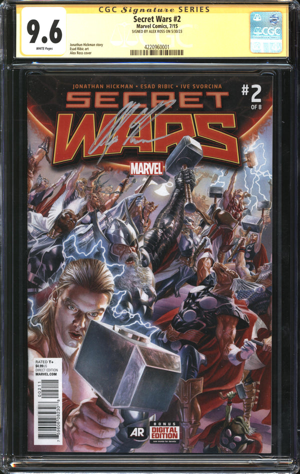 Secret Wars (2015) #2 CGC x JSA Signature Series 9.6 NM+ Signed Alex Ross