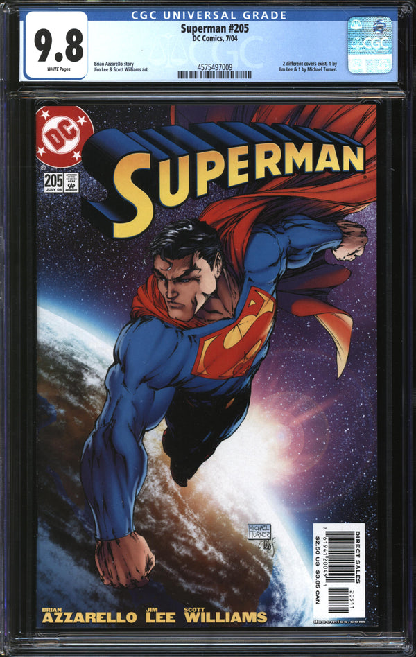 Superman (1987) #205 Michael Turner Cover CGC 9.8 NM/MT