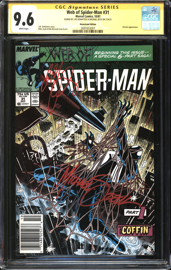 Web Of Spider-Man (1985) # 31 Newsstand Edition CGC Signature Series 9.6 NM+ Signed J.M. DeMatteis & Mike Zeck