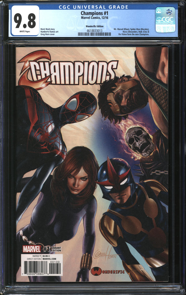 Champions (2016) #1 Greg Horn Wonderific Edition CGC 9.8 NM/MT