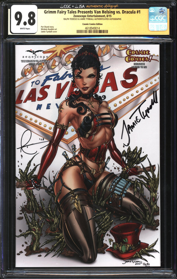 Grimm Fairy Tales Presents Van Helsing Vs. Dracula (2015) #1 Cosmic Comics Edition CGC x JSA Signature Series 9.8 NM/MT Signed Ralph Tedesco & Jamie Tyndall