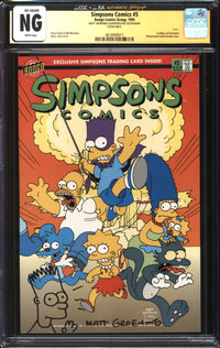 Simpsons Comics (1993) #  5 (Cover Only) CGC x JSA Signature Series NG Signed/Sketch Matt Groening