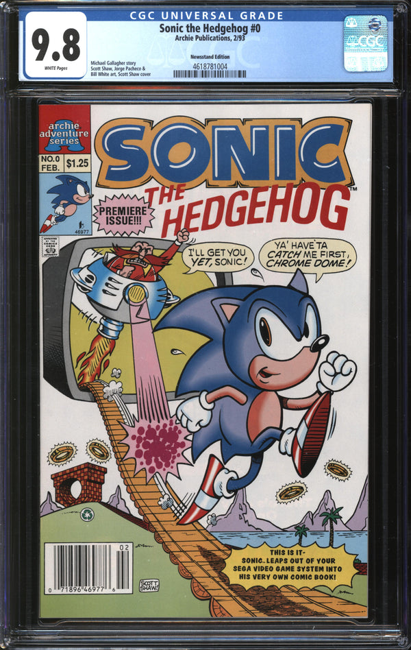 Sonic The Hedgehog Limited Series (1993) #0 Newsstand Edition CGC 9.8 NM/MT