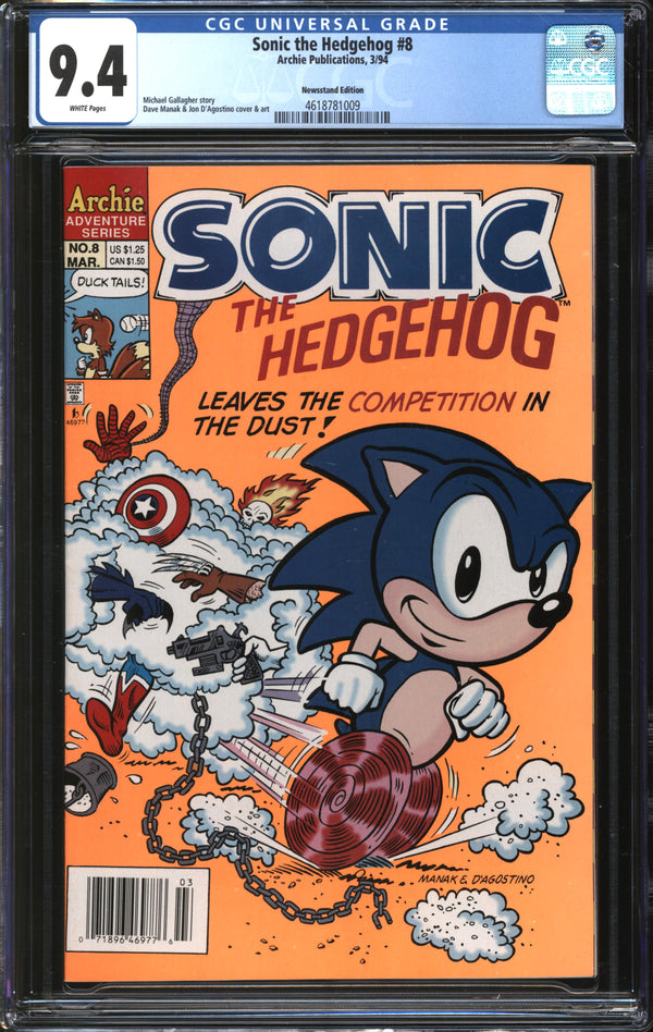 Sonic The Hedgehog (1993) #  8 Newsstand Edition CGC 9.4 NM
