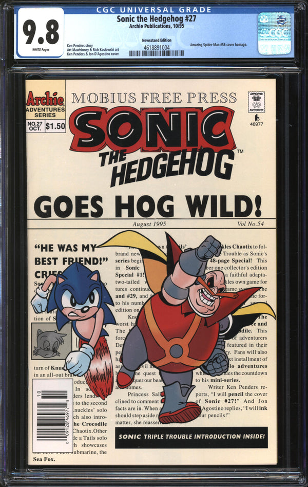 Sonic The Hedgehog (1993) # 27 Newsstand Edition CGC 9.8 NM/MT