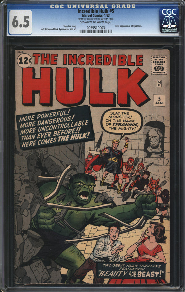 Incredible Hulk (1962) #  5 From The Collection Of Nicolas Cage CGC 6.5 FN+