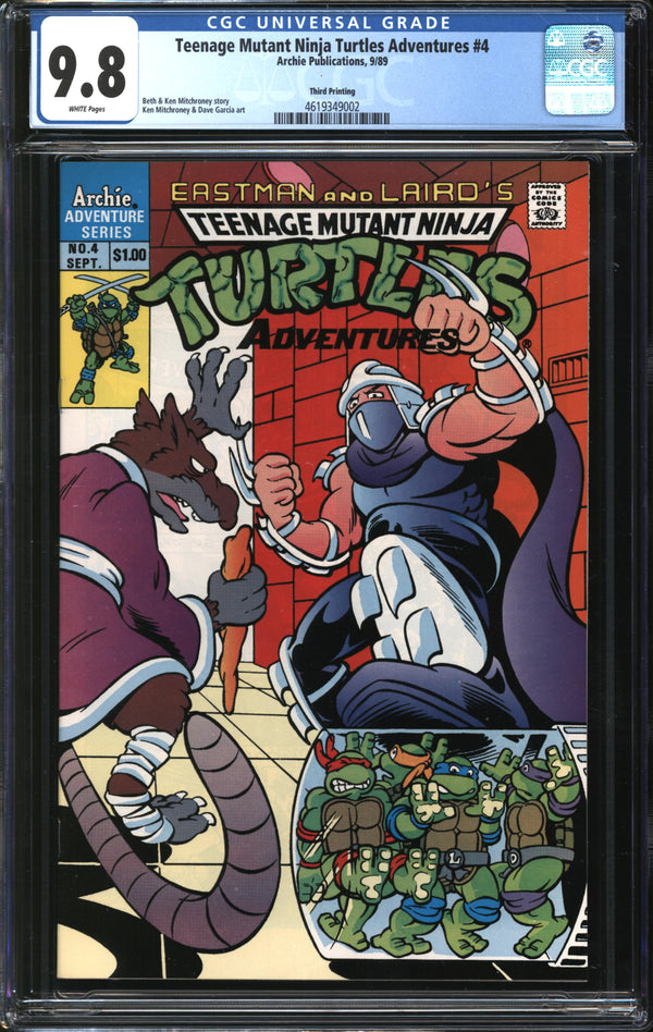 Teenage Mutant Ninja Turtles Adventures (1989) # 4 Third Printing CGC 9.8 NM/MT