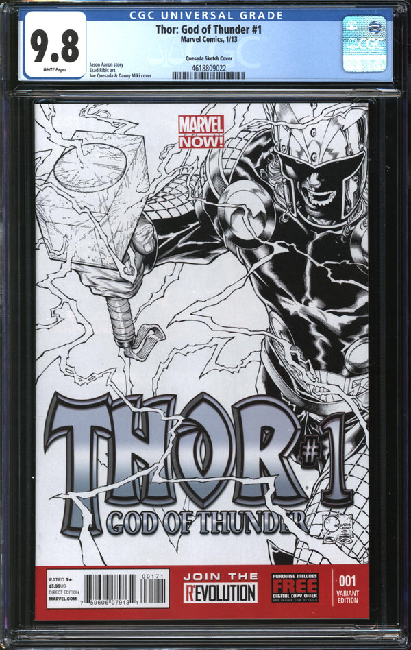 Thor: God Of Thunder (2013) #1 Joe Quesada Sketch Cover CGC 9.8 NM/MT