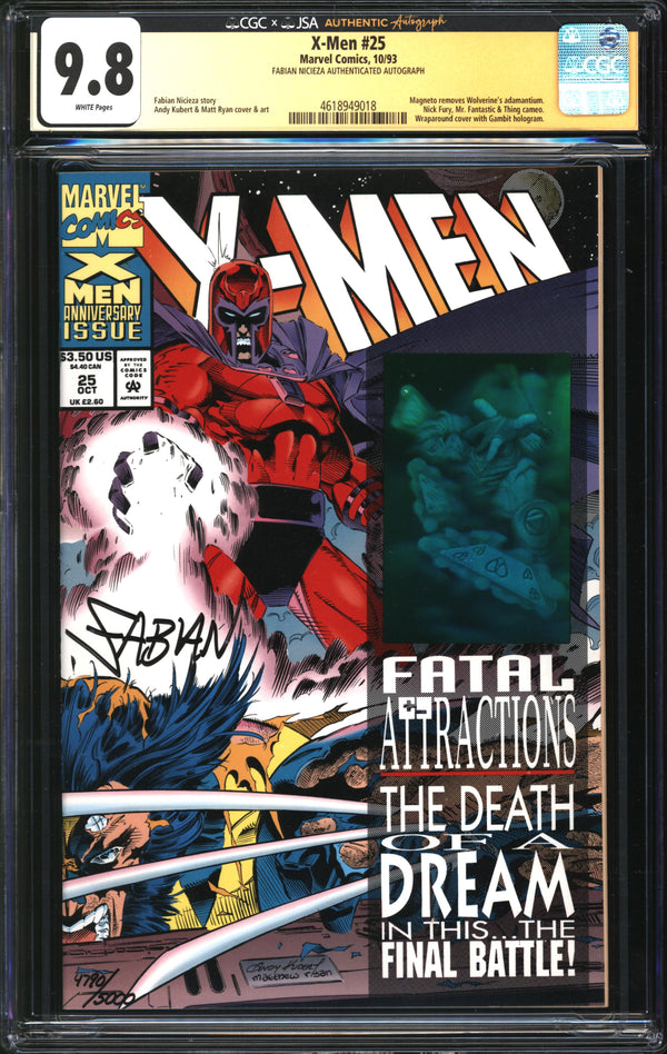 X-Men (1991) #25 CGC x JSA Signature Series 9.8 NM/MT Signed Fabian Nicieza