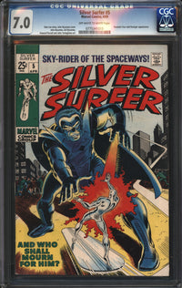 Silver Surfer (1968) # 5 CGC 7.0 FN/VF (minor cracks under bottom of case)