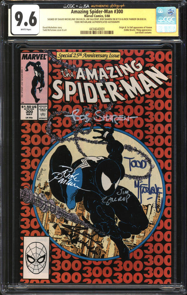 Amazing Spider-Man (1963) #300 CGC x JSA Signature Series 9.6 NM+ Signed Todd McFarlane, David Michelinie, Jim Salicrup, Bob Sharen & Rick Parker