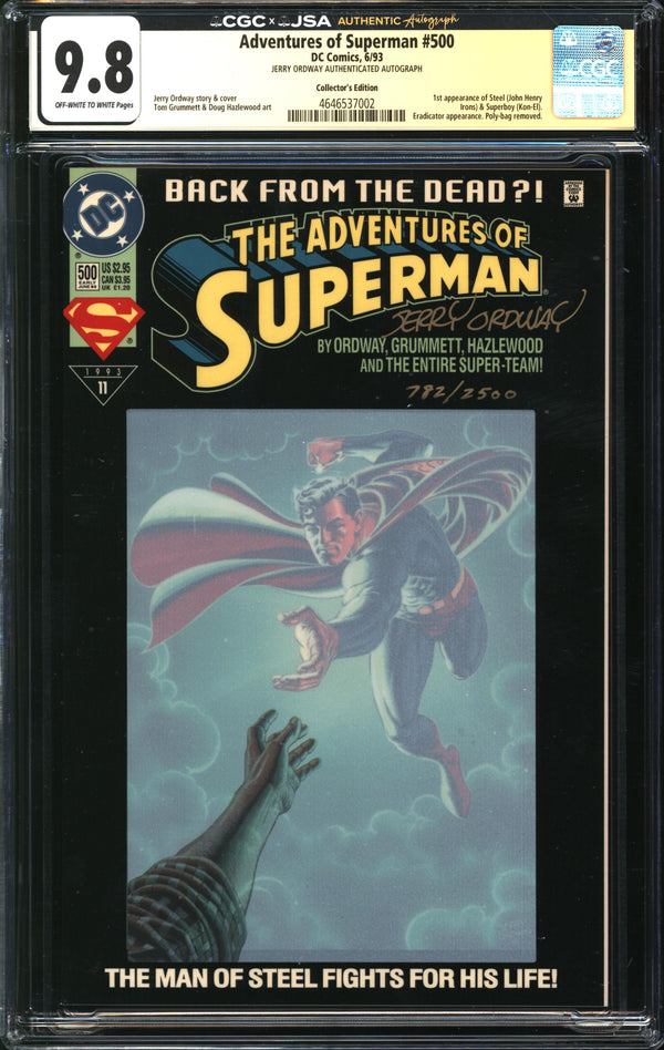 Adventures Of Superman (1987) #500 Collector's Edition CGC x JSA Signature Series 9.8 NM/MT Signed/Numbered Jerry Ordway
