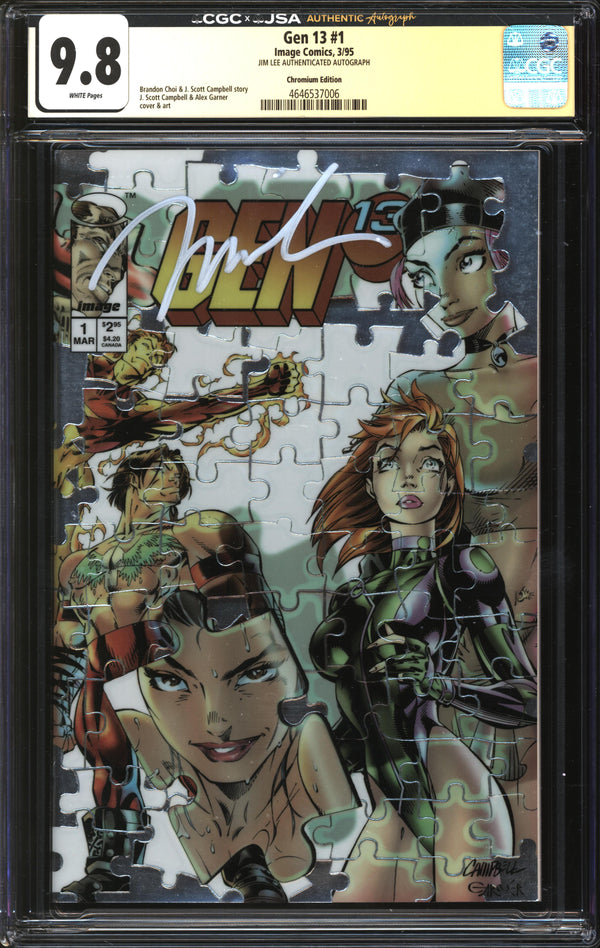 Gen 13 (1995) #1 Chromium Edition CGC x JSA Signature Series 9.8 NM/MT Signed Jim Lee