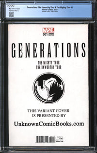 Generations: The Unworthy Thor & The Mighty Thor (2017) #1 Greg Horn Unknown Comics Virgin Edition CGC 9.8 NM/MT