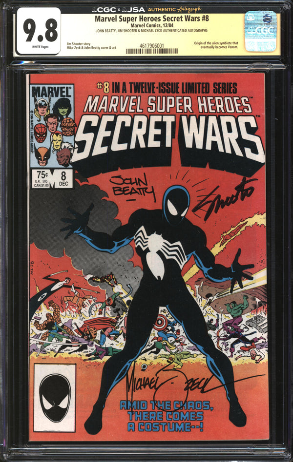 Marvel Super-Heroes Secret Wars (1984) # 6 CGC x JSA Signature Series 9.8 NM/MT Signed John Beatty, Jim Shooter & Mike Zeck