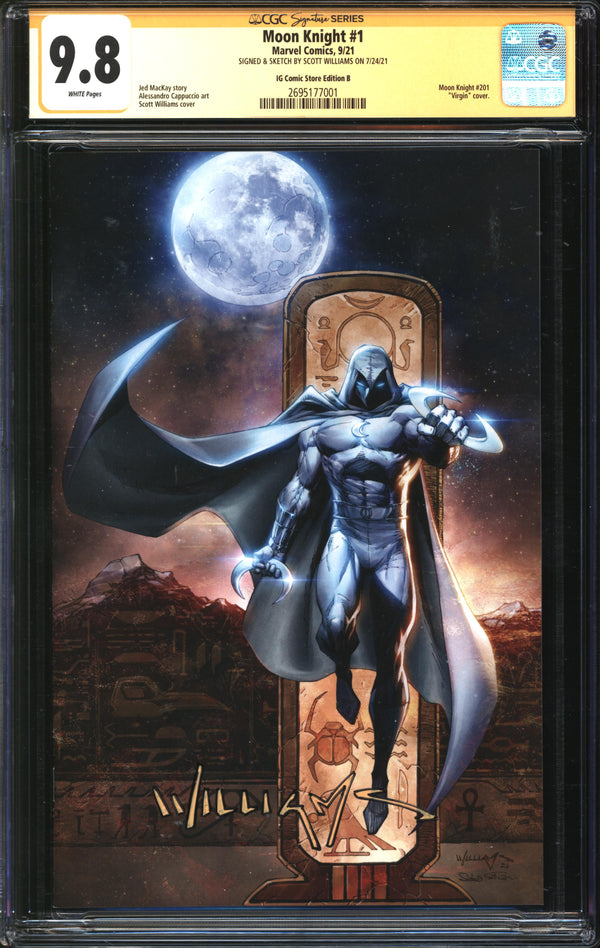 Moon Knight (2021) #1 IG Comic Store Edition B CGC Signature Series 9.8 NM/MT Signed Scott Williams