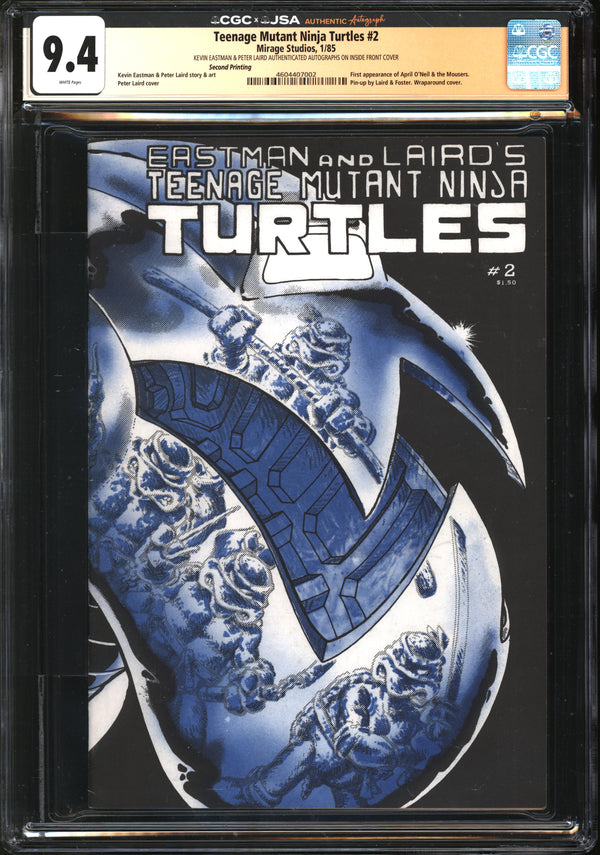 Teenage Mutant Ninja Turtles (1984) # 2 Second Printing CGC x JSA Signature Series 9.4 NM Signed Kevin Eastman & Peter Laird