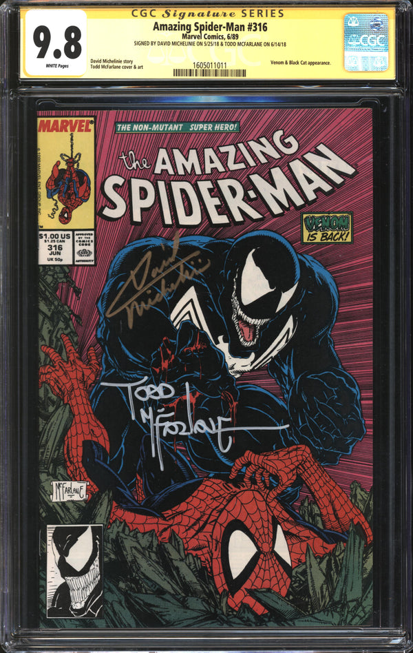 Amazing Spider-Man (1963) #316 CGC Signature Series 9.8 NM/MT Signed Todd McFarlane & David Michelinie