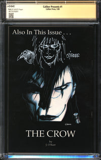 Caliber Presents (1989) #1 CGC Signature Series 9.6 NM+ Signed (Twice) & Sketch James O'Barr & Signed Tim Vigil