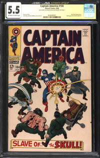 Captain America (1968) #104 CGC x JSA Signature Series 5.5 FN- Signed Jack Kirby