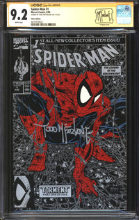 Spider-Man (1990) # 1 Silver Edition CGC Signature Series 9.2 NM- Signed Todd McFarlane