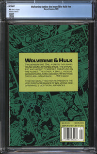 Wolverine Battles The Incredible Hulk (1989) #1 CGC 9.8 NM/MT