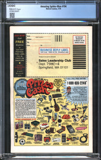 Amazing Spider-Man (1963) #194 Yellow Stripe Error CGC 7.0 FN/VF