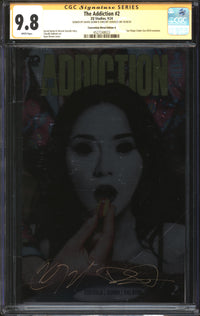 Addiction (2023) #2 SDCC Convention Metal Edition A CGC Signature Series 9.8 NM/MT Signed David Quinn & Vincent Zurzolo