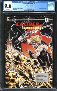 Caliber Presents (1989) # 1 CGC 9.6 NM+ Signed James O'Barr on Page 1