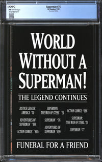 Superman (1987) # 75 Newsstand Edition CGC 9.8 NM/MT