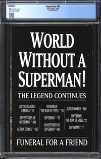 Superman (1987) # 75 Newsstand Edition CGC 9.8 NM/MT