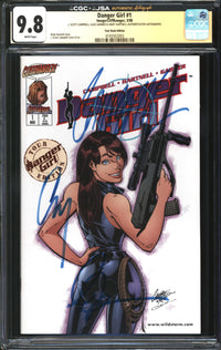 Danger Girl (1998) #1 Tour Book Edition CGC x JSA Signature Series 9.8 NM/MT Signed J. Scott Campbell, Alex Garner & Andy Hartnell