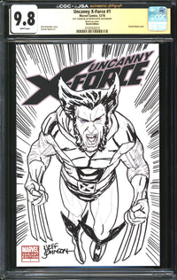 Uncanny X-Force (2010) #1 Sketch Edition CGC x JSA Signature Series 9.8 NM/MT Signed/Sketch Jeff Johnson