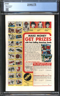 Avengers (1963) #136 CGC 9.6 NM+