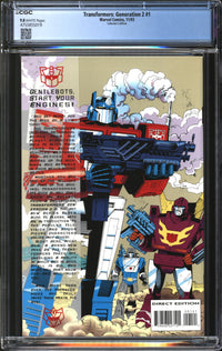 Transformers: Generation 2 (1993) #1 Collector's Edition CGC 9.8 NM/MT