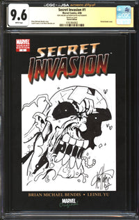Secret Invasion (2008) #1 Sketch Edition CGC x JSA Signature Series 9.6 NM+ Signed/Sketch Ken Haeser