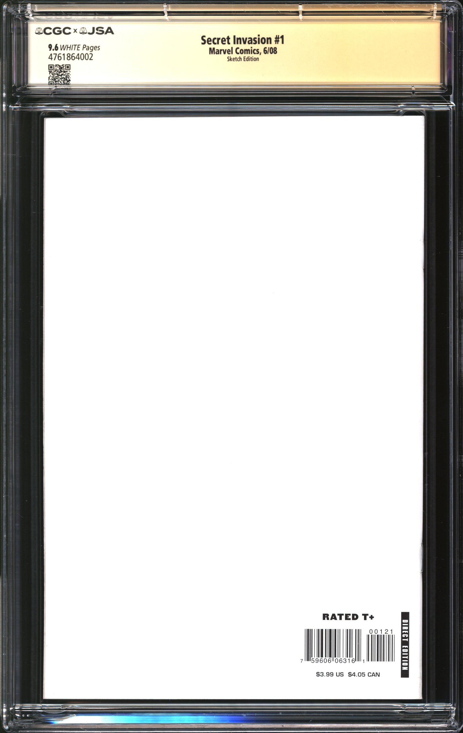 Secret Invasion (2008) #1 Sketch Edition CGC x JSA Signature